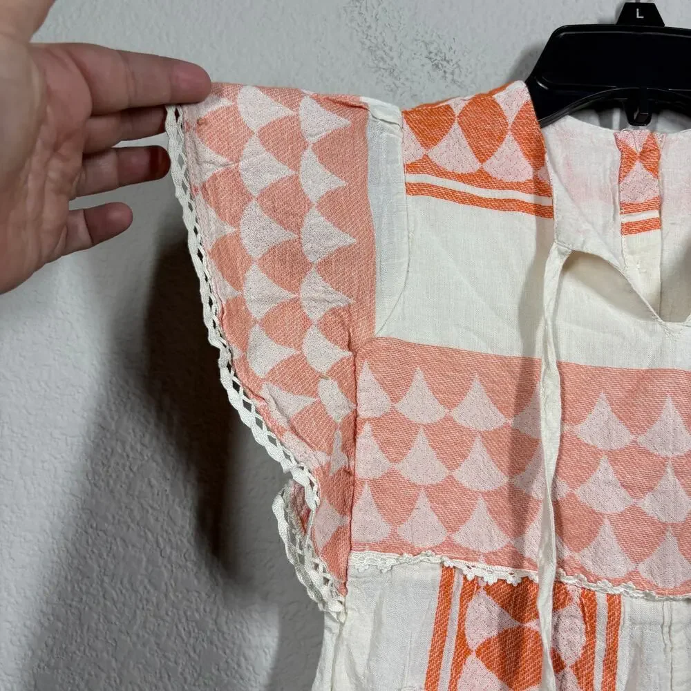 Pearl and Caviar Baby Girl Size 2/4 Apricot Zakar Romper Orange Tassel